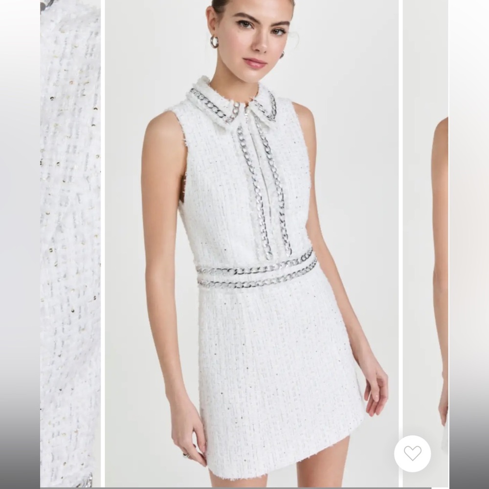 Alice and Olivia white tweed dress size 2 NWT